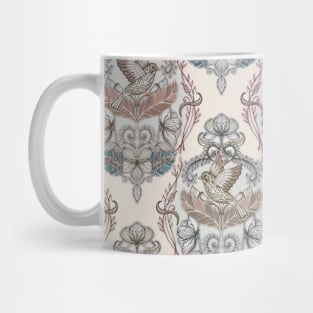 Woodland Birds - hand drawn vintage illustration pattern in neutral colors Mug